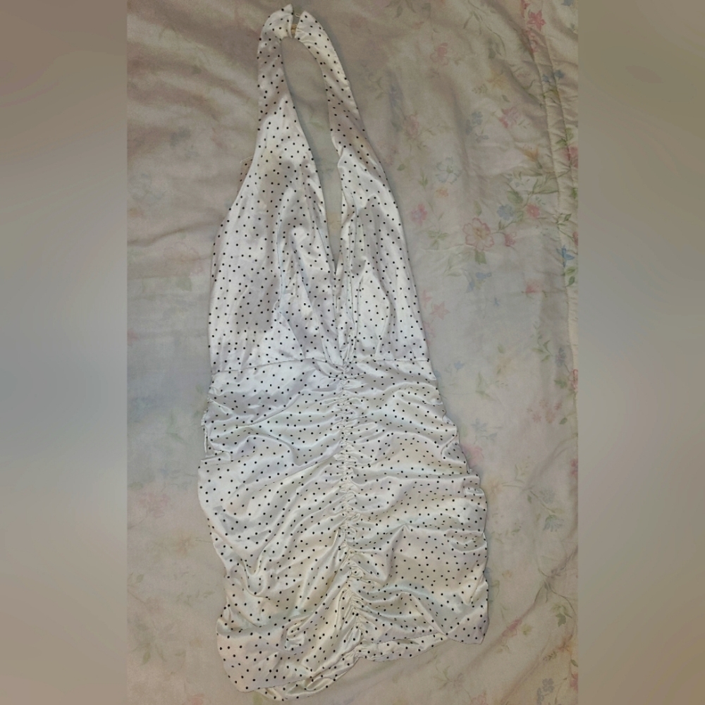 Polka Dot Ruched Halter dress mini